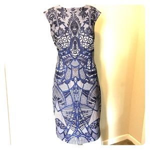 Scuba Sheath Dress Navy Cobalt NWOT 14
